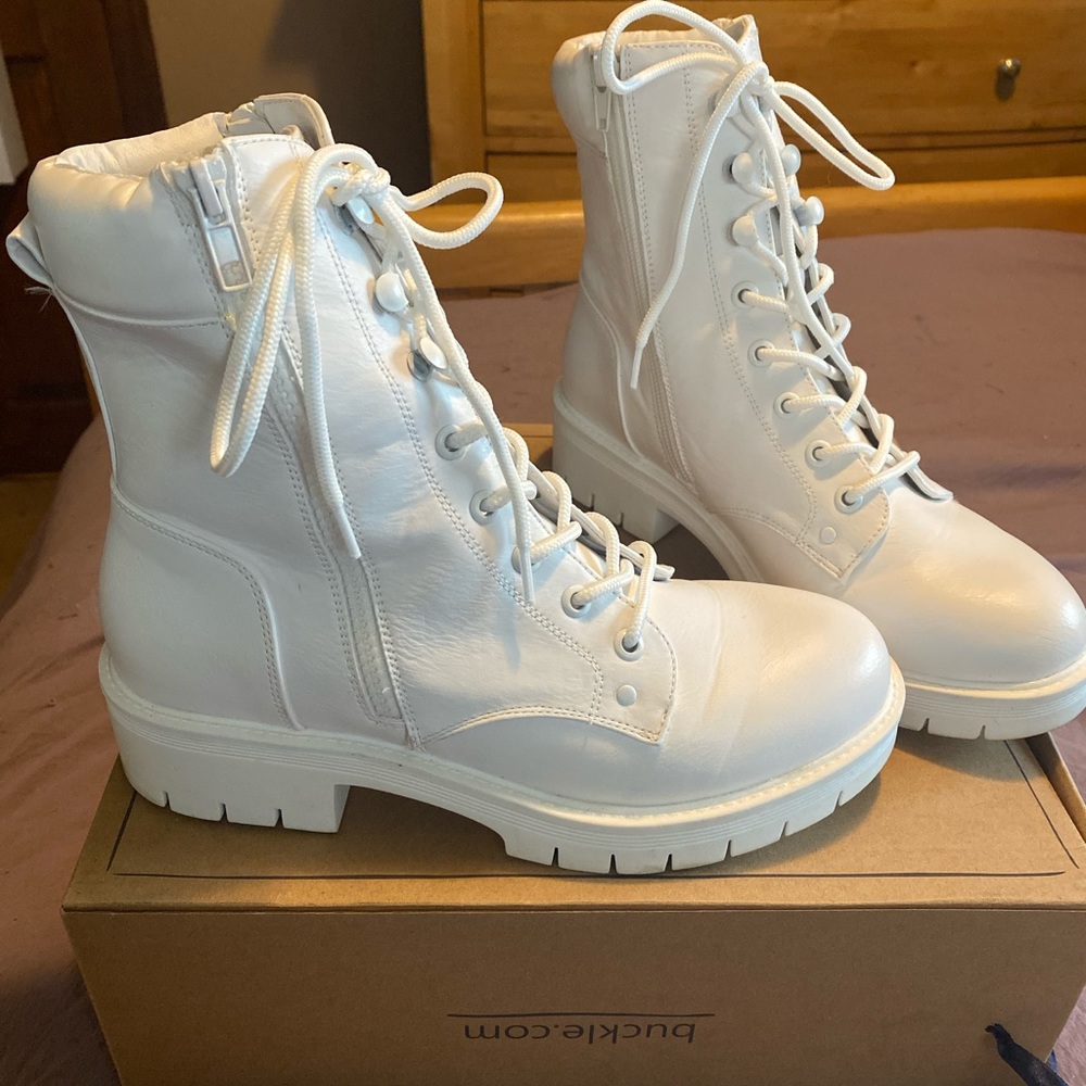 white leather combat boots